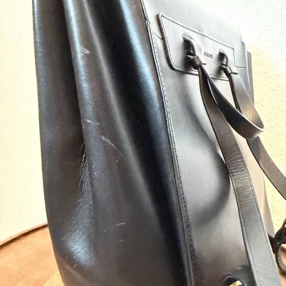 Aritzia Alxiliary Black Smooth Leather De Bray Backpack Book Bag Purse Women's - Picture 4 of 13